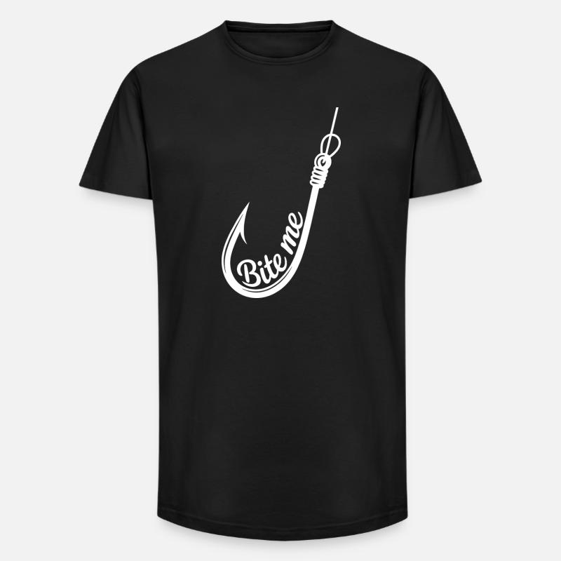 Bite Me Hook Grafik - Long Fit Männer T-Shirt - Schwarz