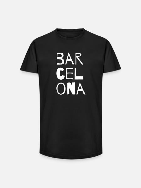 Barcelona Vertical Lettering Design - Long Fit Men's T-Shirt - black