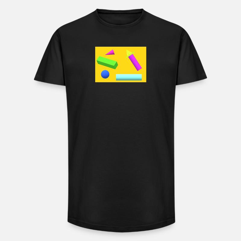 Lebendiger geometrischer abstrakter Druck - Long Fit Männer T-Shirt - Schwarz