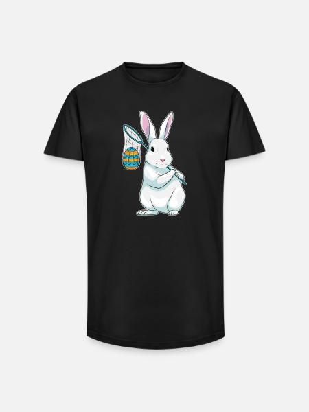 Bunny Easter Fishing - Long Fit Men's T-Shirt - black
