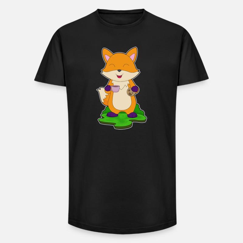 Fuchs Kaffee Cookie - Long Fit Männer T-Shirt - Schwarz