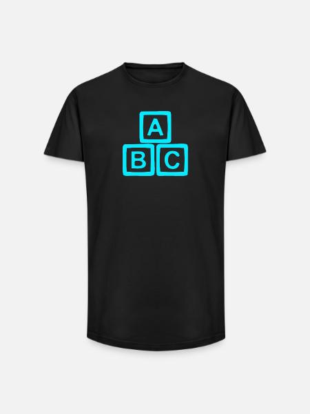 Neon ABC Block Pattern - Long Fit Men's T-Shirt - black