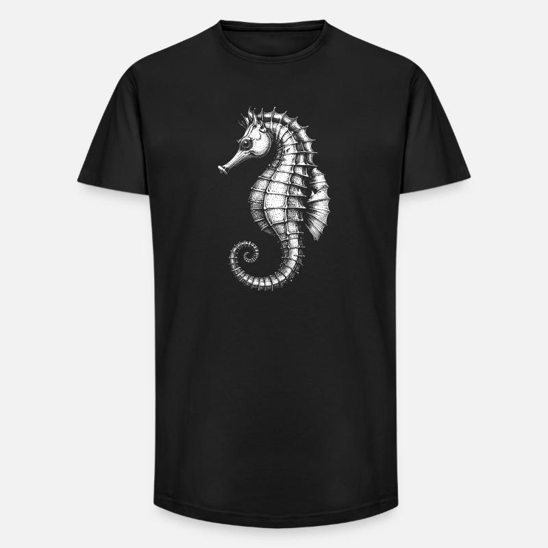Seepferdchen - Long Fit Männer T-Shirt - Schwarz