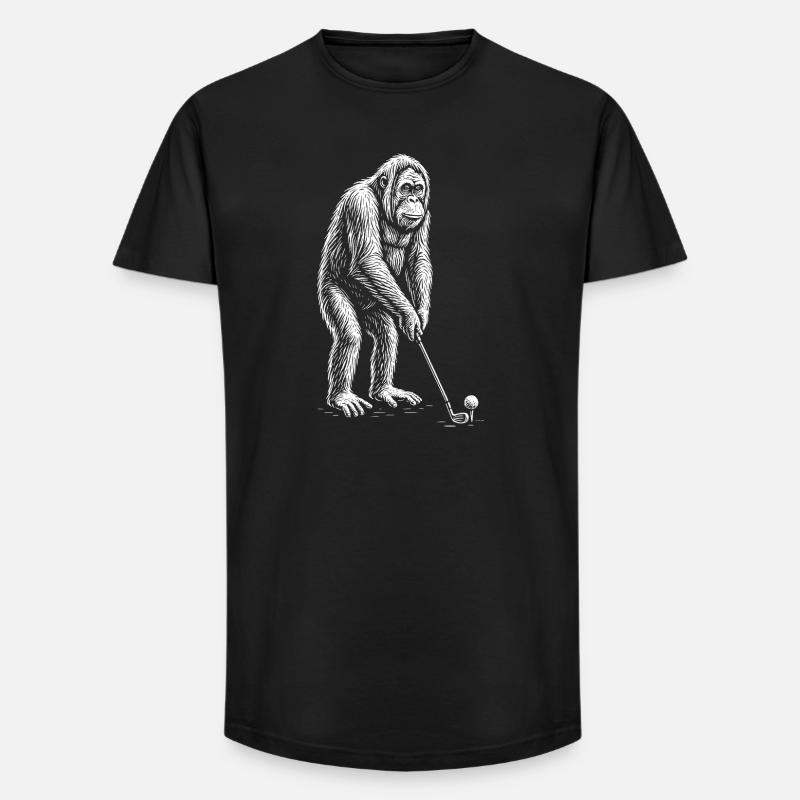 Orangutan-Golfputts - Long Fit Männer T-Shirt - Schwarz