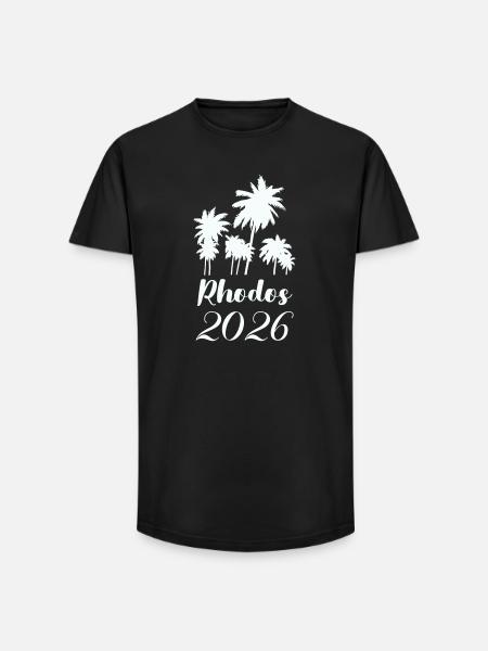 Rhodes Palm Trees 2026 - Long Fit Men's T-Shirt - black
