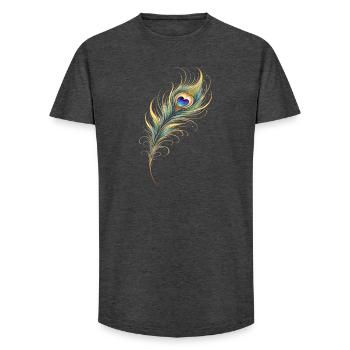 Cœur de plume de paon cadeau de yoga bohème - T-shirt coupe longue homme - charbon - Devant - AI Model Male 185 light (185cm)