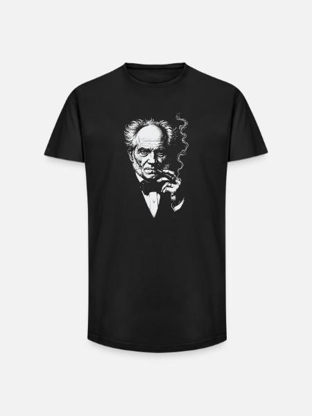 Arthur Schopenhauer smoking cigar - Long Fit Men's T-Shirt - black