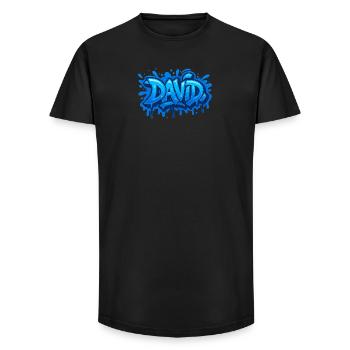 Graffiti  DAVID Prénom cadeau idéal imprimable - T-shirt coupe longue homme - noir - Devant - AI Model Male 185 light (185cm)