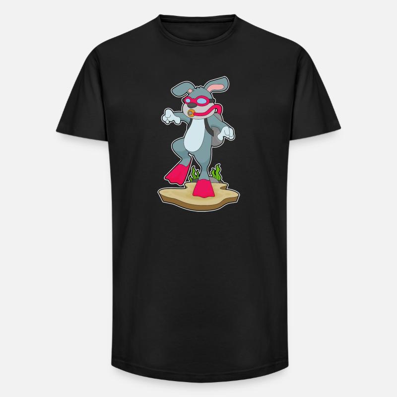 Rabbit Diver Bouteille d’oxygène Plongée - T-shirt coupe longue homme - noir