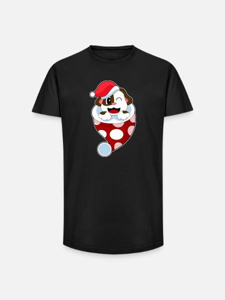 Dog Christmas Christmas Sock - Long Fit Men's T-Shirt - black