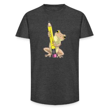 Frosch Schüler Bleistift Schule - Long Fit Männer T-Shirt - Anthrazit - Vorne - AI Model Male 185 light (185cm)