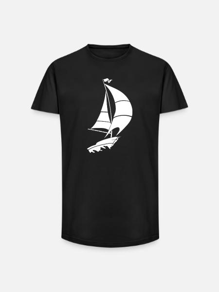 Minimalist Sailboat Lake Silhouette - Long Fit Men's T-Shirt - black