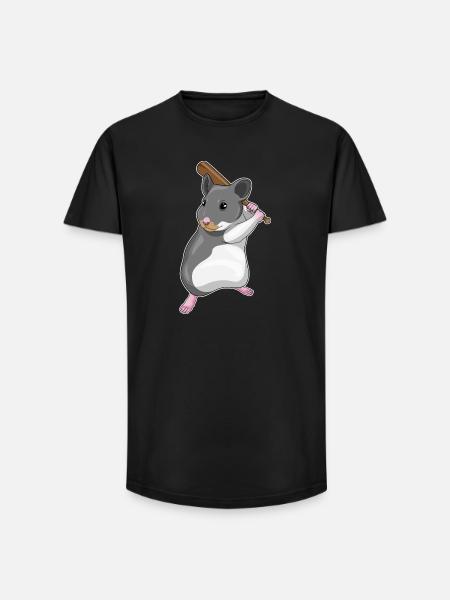 Hamster Baseball Baseball Bat - Long Fit Men's T-Shirt - black