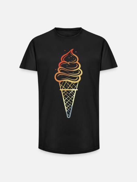 Eiswaffel Skizze Retro Style - Long Fit Männer T-Shirt - Schwarz