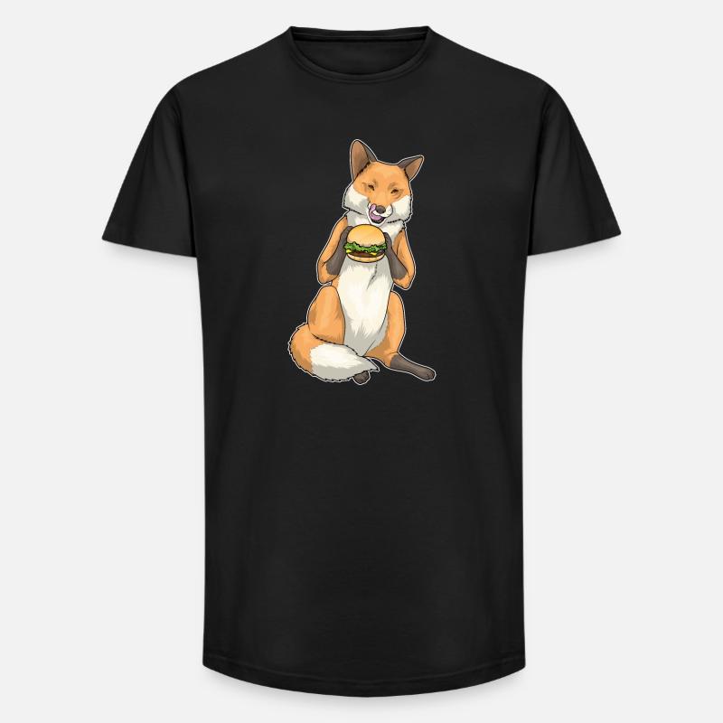 Fuchs Burger - Long Fit Männer T-Shirt - Schwarz