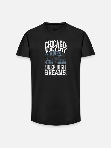 Chicago: Windy City Vibes, tiefe Tellerträume - Long Fit Männer T-Shirt - Schwarz