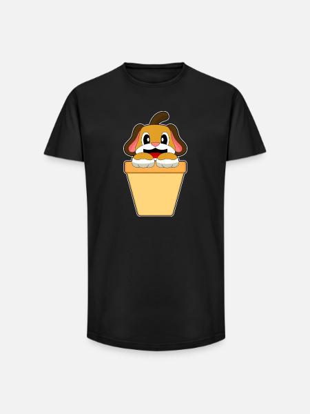 Hund Eiswaffel - Long Fit Männer T-Shirt - Schwarz