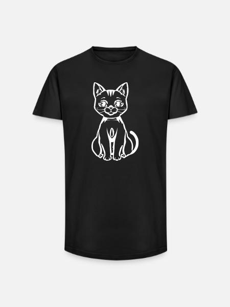 Cat White White Kitten T-shirt Gift - Long Fit Men's T-Shirt - black