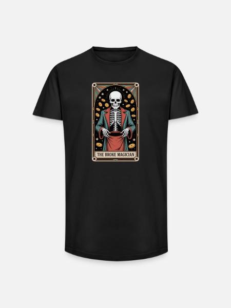 The Broke Magician Skeleton Wizard Tarot - Long Fit Men's T-Shirt - black