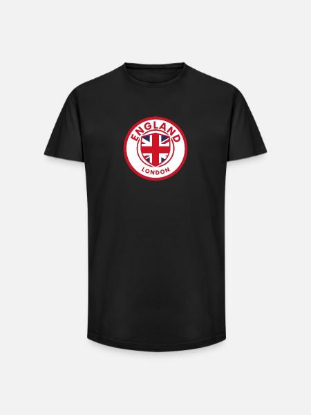 English Flag Shield London Motif - Long Fit Men's T-Shirt - black