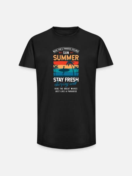 Summer Stay Fresh Surfing Vibes Graphic - Long Fit Men's T-Shirt - black