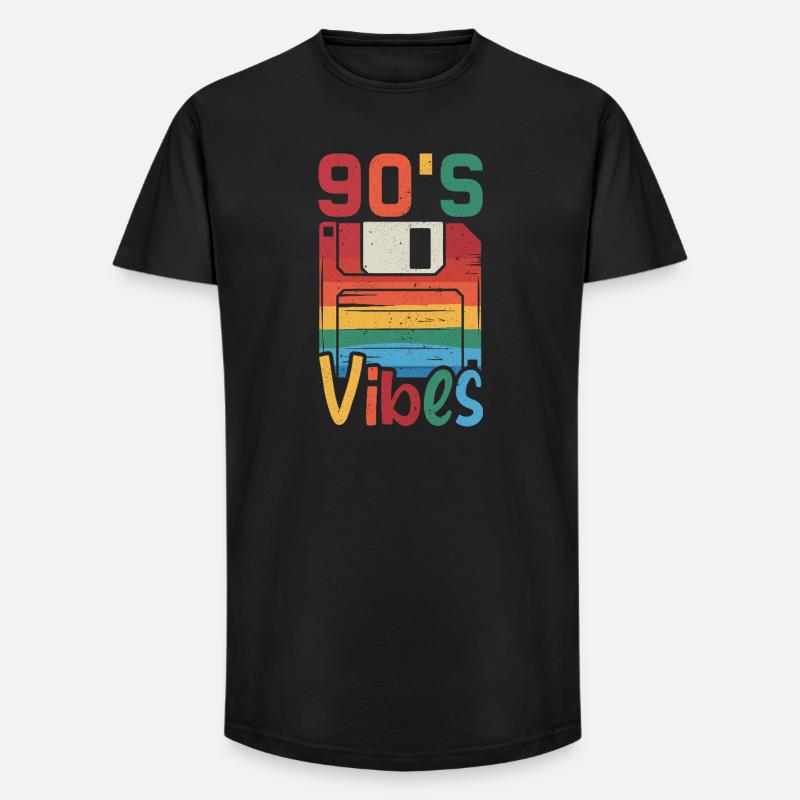 90er Vibes Kassette Retro - Long Fit Männer T-Shirt - Schwarz
