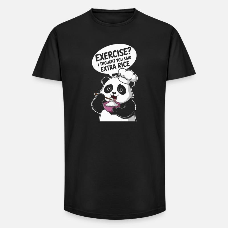 Panda Chef Extra Rice - Long Fit Men's T-Shirt - black