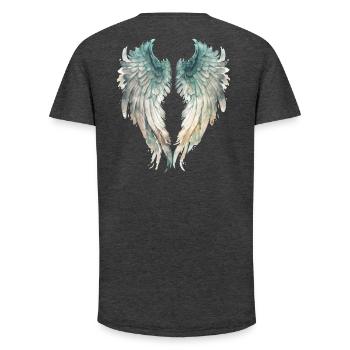 Watercolor Aquatic Angel Wings - Long Fit Men's T-Shirt - charcoal grey - Back - AI Model Male 185 light (185cm)