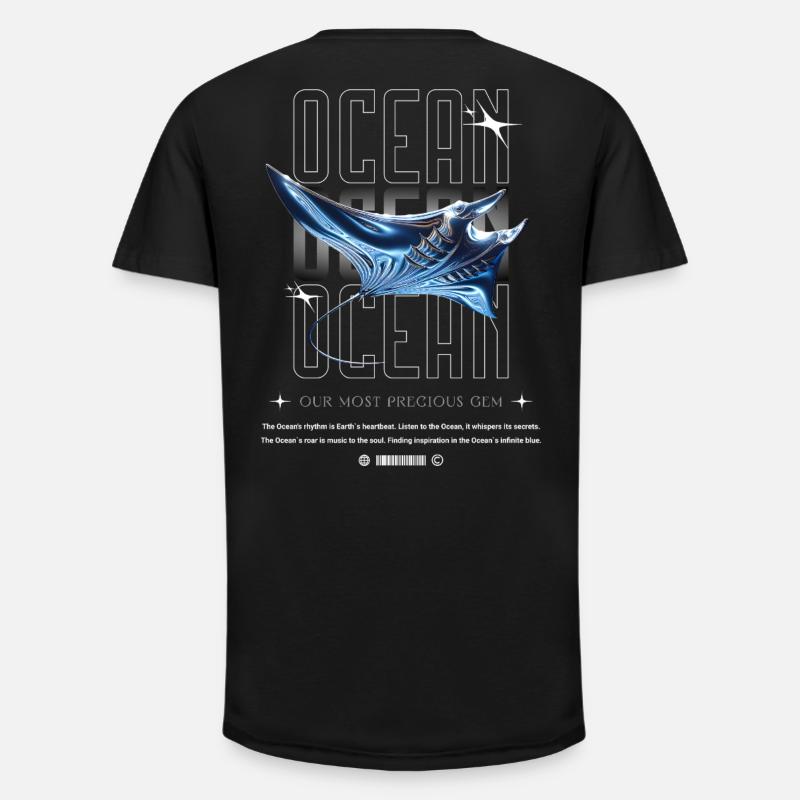 Ocean Manta Precious Treasure - Long Fit Men's T-Shirt - black