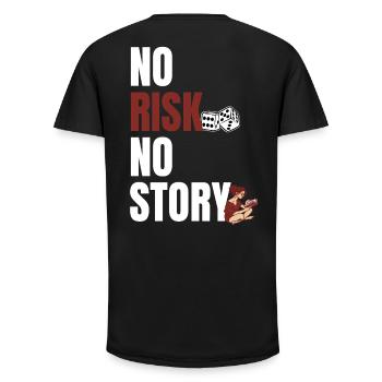 No Risk No Story - Motivational Quote - Long Fit Men's T-Shirt - black - Back - AI Model Male 185 light (185cm)