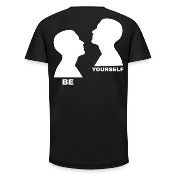 Be Yourself – Minimalist Motif - Long Fit Men's T-Shirt - black - Back - AI Model Male 185 light (185cm)