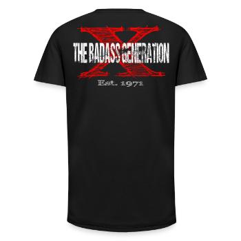 Génération X 1971 Rétro - T-shirt coupe longue homme - noir - Dos - AI Model Male 185 light (185cm)