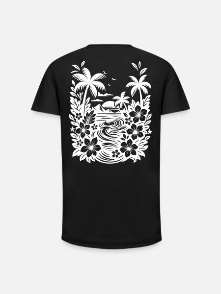 Beach weiss - Long Fit Männer T-Shirt - Schwarz