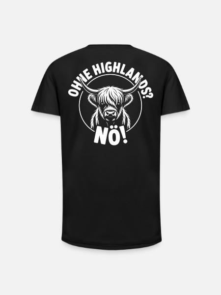 Not without Highlands - Long Fit Men's T-Shirt - black