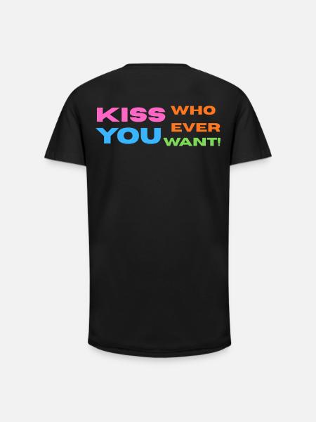 Pride / CSD / LGBTQ+ Design "Kiss" - Long Fit Men's T-Shirt - black