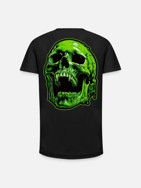Crâne de vampire vert - T-shirt coupe longue homme - noir