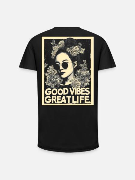 Vibes great Life tattoo - Long Fit Men's T-Shirt - black