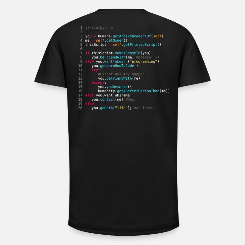 Sei mit Programmierern befreundet (in Python) - Long Fit Männer T-Shirt - Schwarz
