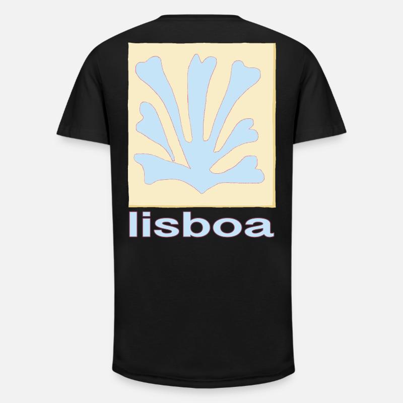 Lisboa Palmenblatt Blau Retro - Long Fit Männer T-Shirt - Schwarz