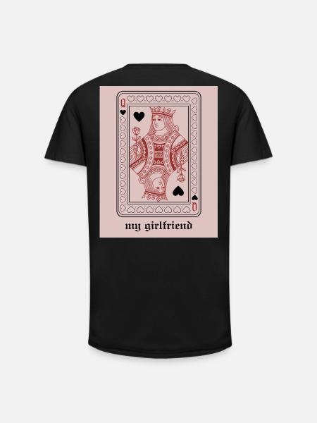 Queen of Hearts with Rose - Long Fit Men's T-Shirt - black