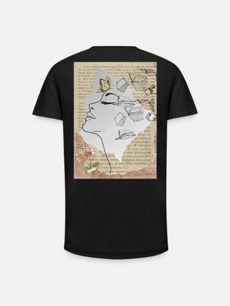 Literary Dream: Face with Butterflies - Long Fit Men's T-Shirt - black