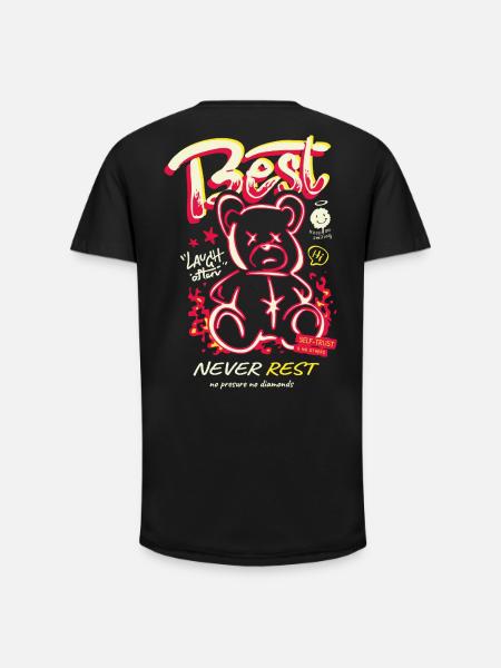 Best Never Rest Neon Teddy - Long Fit Men's T-Shirt - black