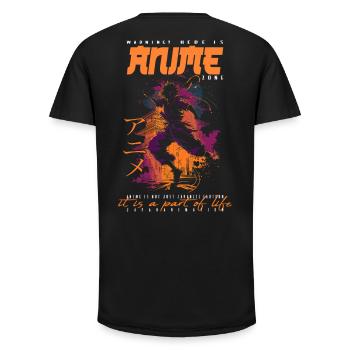 Anime Man - Long Fit Men's T-Shirt - black - Back - AI Model Male 185 light (185cm)