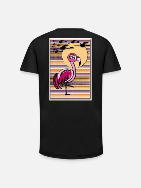 Flamingo in the sunset - Long Fit Männer T-Shirt - Schwarz