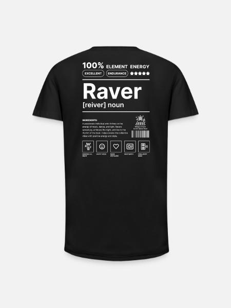 Raver-Lebensstil Weiß - Long Fit Männer T-Shirt - Schwarz