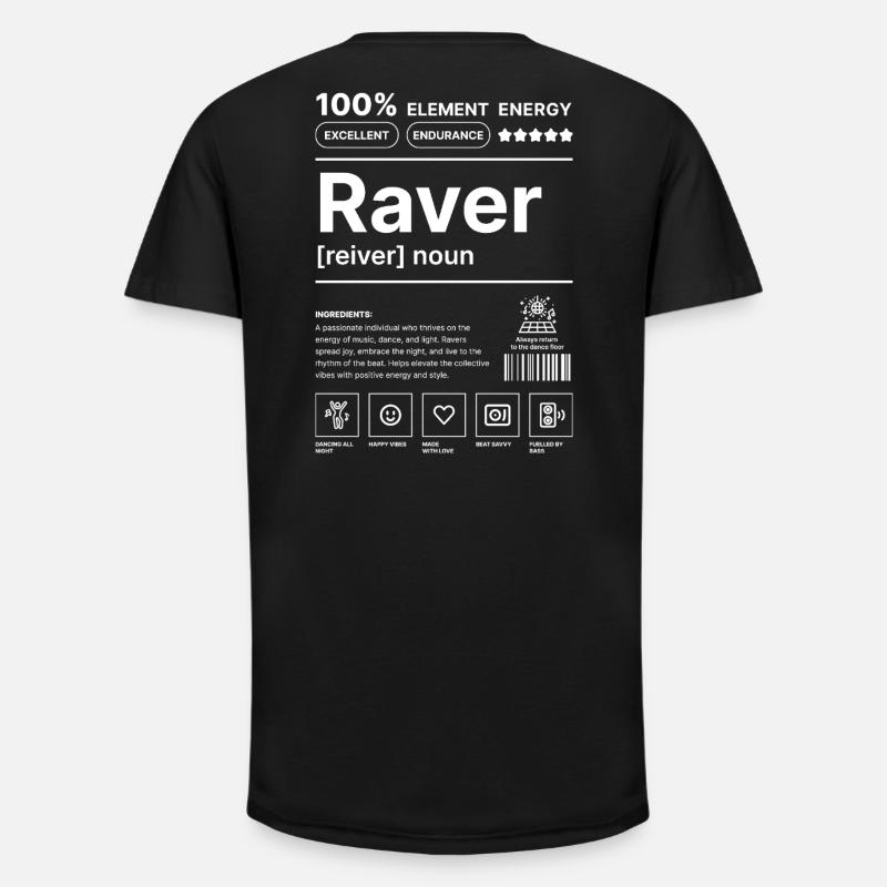 Raver-Lebensstil Weiß - Long Fit Männer T-Shirt - Schwarz