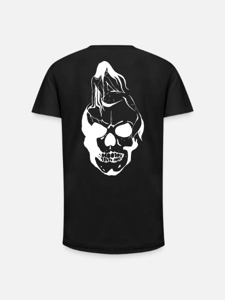 Mermaid on Skull - Long Fit Men's T-Shirt - black