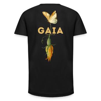 Respire en fleurs - T-shirt coupe longue homme - noir - Dos - AI Model Male 185 light (185cm)