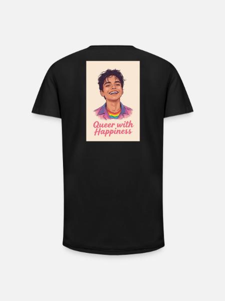 Queer with happiness - Long Fit Men's T-Shirt - black