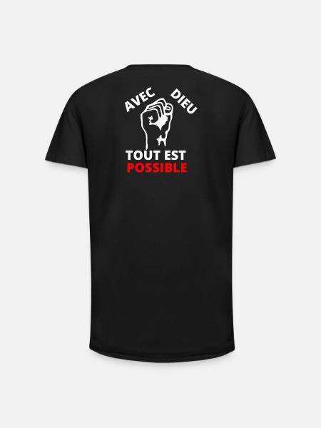 Poing revendicatif inspirant message de solidarité - T-shirt coupe longue homme - noir